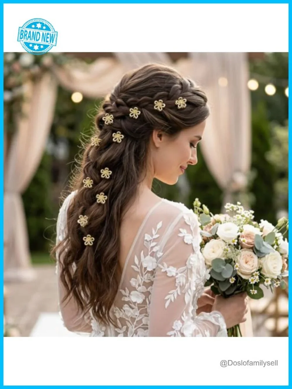 12pcs Metal Flower Hair Clips - Interlocking Teeth, Non-Slip (No Color)